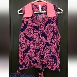 New Mode Front Tie Sleeveless Top Size L